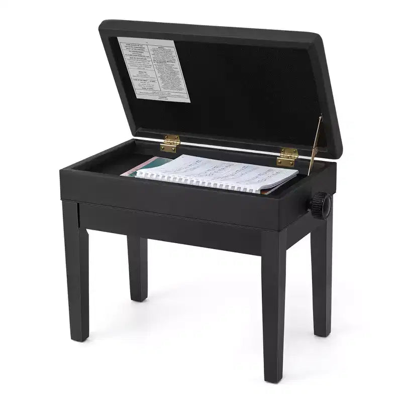 SONGMICS Adjustable Wooden Piano Bench Stool with Sheet Music Storage Black