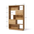 68-Inch Tall Bookcase with 8 Shelves and 2 Cabinet Doors, Brown