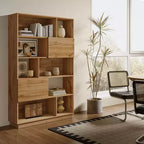 68-Inch Tall Bookcase with 8 Shelves and 2 Cabinet Doors, Brown