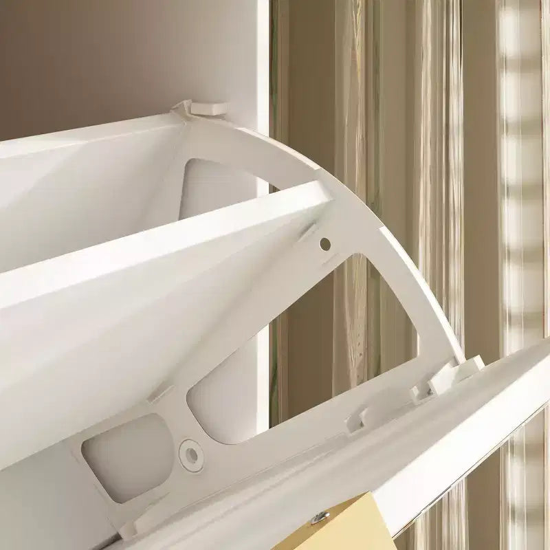 3-Tier Flip Door Shoe Cabinet with Full-Length Mirror, Holds 18 Pairs