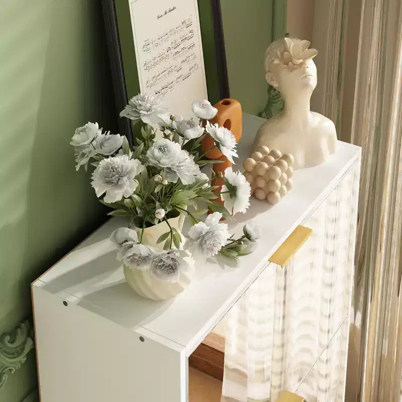 3-Tier Flip Door Shoe Cabinet with Full-Length Mirror, Holds 18 Pairs