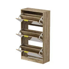 3-Tier Flip Door Shoe Cabinet with Full-Length Mirror, Holds 18 Pairs