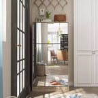 3-Tier Flip Door Shoe Cabinet with Full-Length Mirror, Holds 18 Pairs
