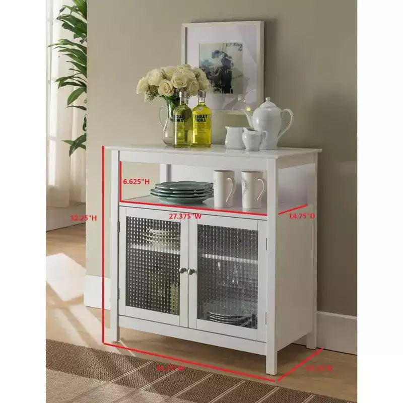 Kings Brand Furniture Peracino 2-Door Sideboard Buffet Storage Cabinet, Kitchen Accent Cabinet, White