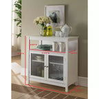 Kings Brand Furniture Peracino 2-Door Sideboard Buffet Storage Cabinet, Kitchen Accent Cabinet, White