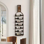 Wall-Mounted 7-Bottle Metal Wine Rack with Mesh Cork Catcher