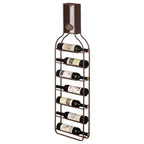 Wall-Mounted 7-Bottle Metal Wine Rack with Mesh Cork Catcher