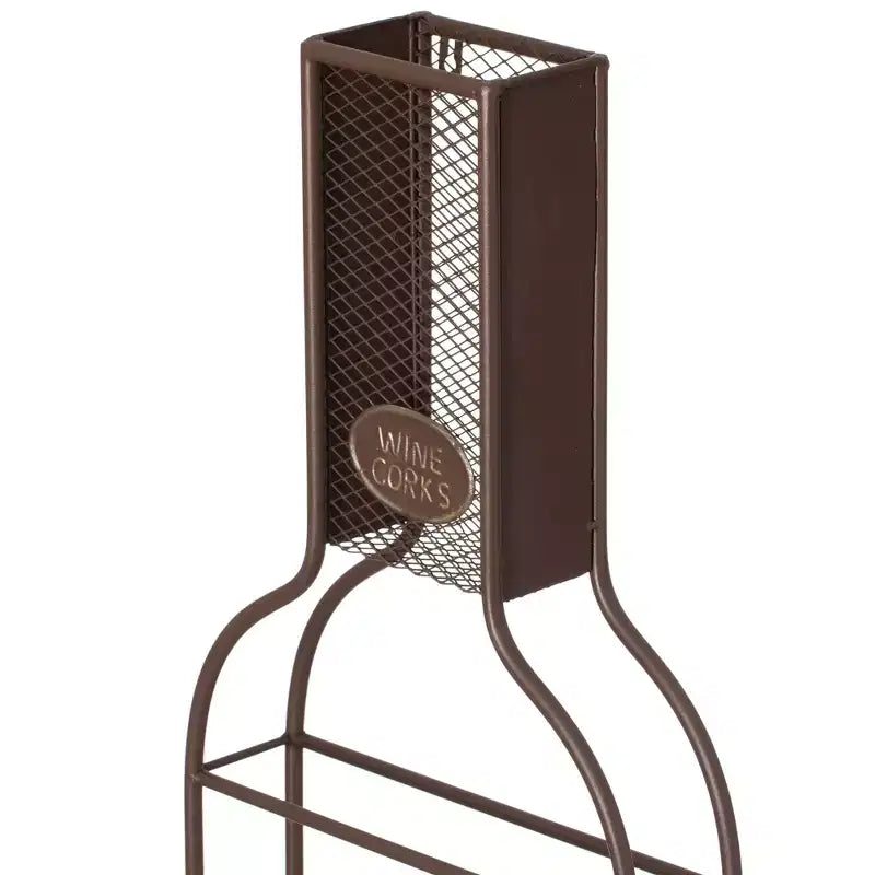 Wall-Mounted 7-Bottle Metal Wine Rack with Mesh Cork Catcher