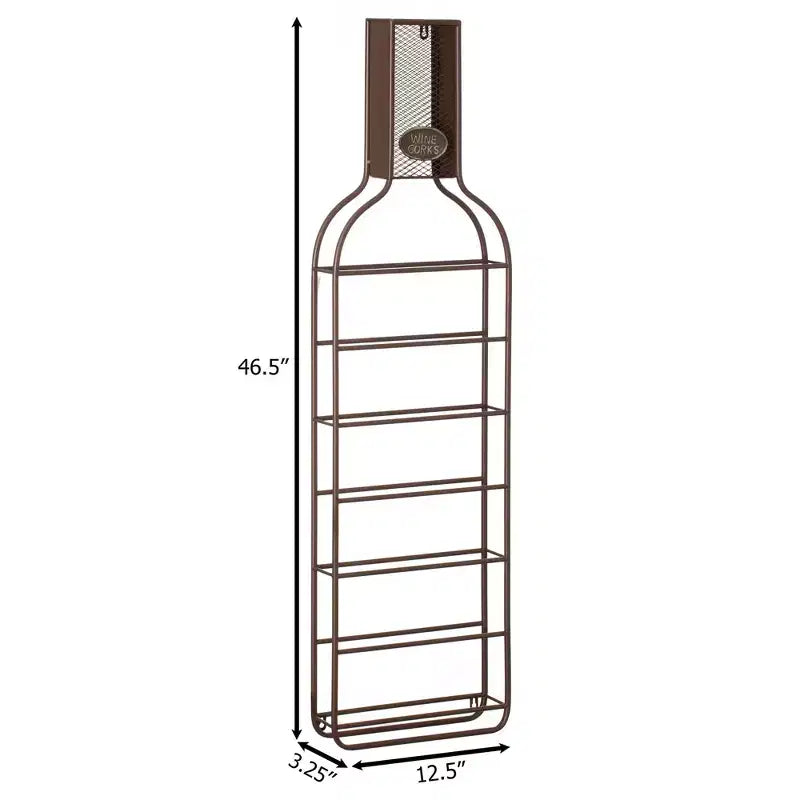 Wall-Mounted 7-Bottle Metal Wine Rack with Mesh Cork Catcher