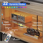 80-Inch LED TV Stand for TVs up to 90", RGB Lighting, Tempered Glass Shelves