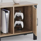 80-Inch LED TV Stand for TVs up to 90", RGB Lighting, Tempered Glass Shelves