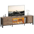 80-Inch LED TV Stand for TVs up to 90", RGB Lighting, Tempered Glass Shelves