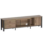 80-Inch LED TV Stand for TVs up to 90", RGB Lighting, Tempered Glass Shelves