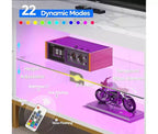 80-Inch LED TV Stand for TVs up to 90", RGB Lighting, Tempered Glass Shelves