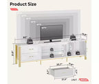 80-Inch LED TV Stand for TVs up to 90", RGB Lighting, Tempered Glass Shelves