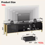 80-Inch LED TV Stand for TVs up to 90", RGB Lighting, Tempered Glass Shelves