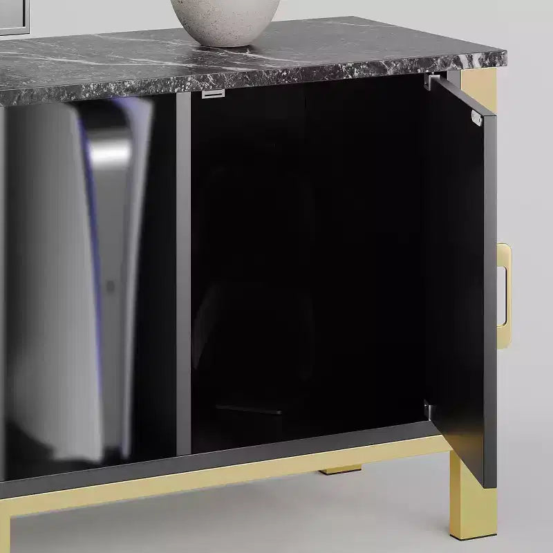 80-Inch LED TV Stand for TVs up to 90", RGB Lighting, Tempered Glass Shelves