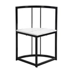 7-Piece Dining Table Set with Faux Marble Top and 6 Chairs, Iron Frame
