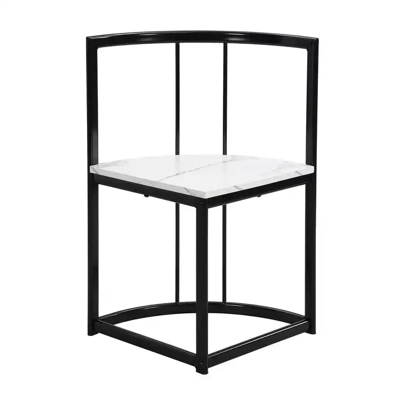 7-Piece Dining Table Set with Faux Marble Top and 6 Chairs, Iron Frame
