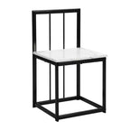 7-Piece Dining Table Set with Faux Marble Top and 6 Chairs, Iron Frame