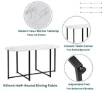 7-Piece Dining Table Set with Faux Marble Top and 6 Chairs, Iron Frame
