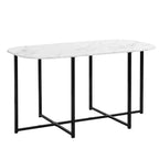 7-Piece Dining Table Set with Faux Marble Top and 6 Chairs, Iron Frame