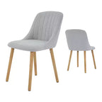 Mid-Century Modern Dining Chair, Upholstered Fabric Accent Chairs with Wood Legs, Set of 2, Performance Fabric In Linen