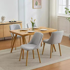 Mid-Century Modern Dining Chair, Upholstered Fabric Accent Chairs with Wood Legs, Set of 2, Performance Fabric In Linen