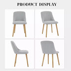 Mid-Century Modern Dining Chair, Upholstered Fabric Accent Chairs with Wood Legs, Set of 2, Performance Fabric In Linen