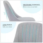 Mid-Century Modern Dining Chair, Upholstered Fabric Accent Chairs with Wood Legs, Set of 2, Performance Fabric In Linen