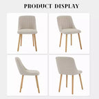 Mid-Century Modern Dining Chair, Upholstered Fabric Accent Chairs with Wood Legs, Set of 2, Performance Fabric In Linen
