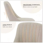Mid-Century Modern Dining Chair, Upholstered Fabric Accent Chairs with Wood Legs, Set of 2, Performance Fabric In Linen