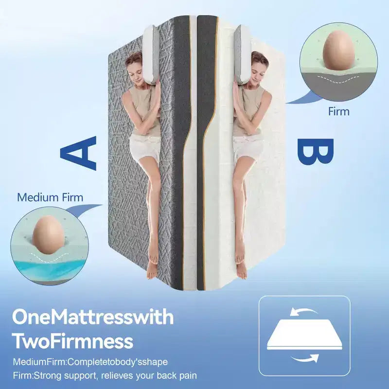 Dyonery memory foam mattresses are available in multiple sizes and thicknessesoffer a double-sided sleeping experience and different hardness levels