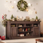 COZONY 67 in Farmhouse TV Stand for TVs up to 75, Entertainment Center with Storage Cabinets & Adjustable Shelves