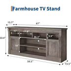 COZONY 67 in Farmhouse TV Stand for TVs up to 75, Entertainment Center with Storage Cabinets & Adjustable Shelves