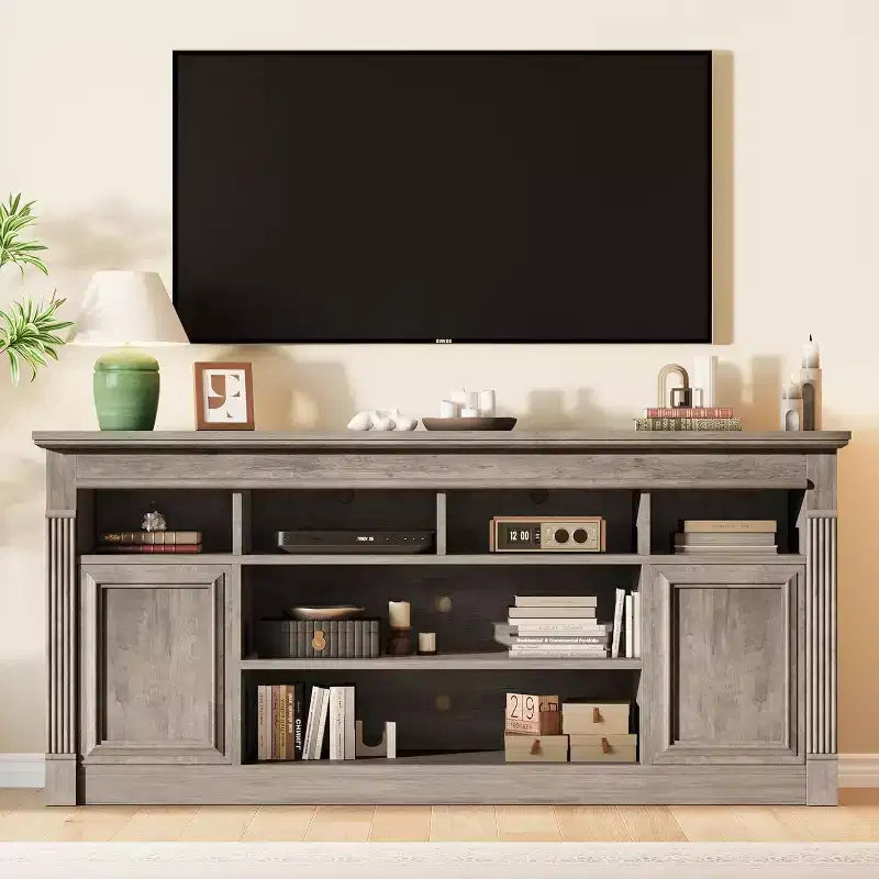 COZONY 67 in Farmhouse TV Stand for TVs up to 75, Entertainment Center with Storage Cabinets & Adjustable Shelves