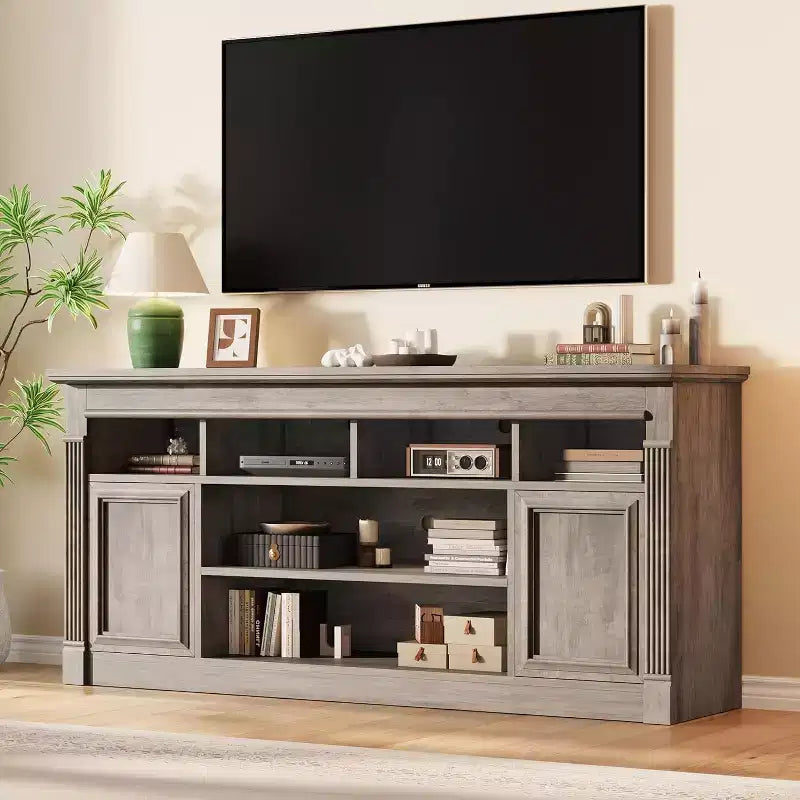 COZONY 67 in Farmhouse TV Stand for TVs up to 75, Entertainment Center with Storage Cabinets & Adjustable Shelves
