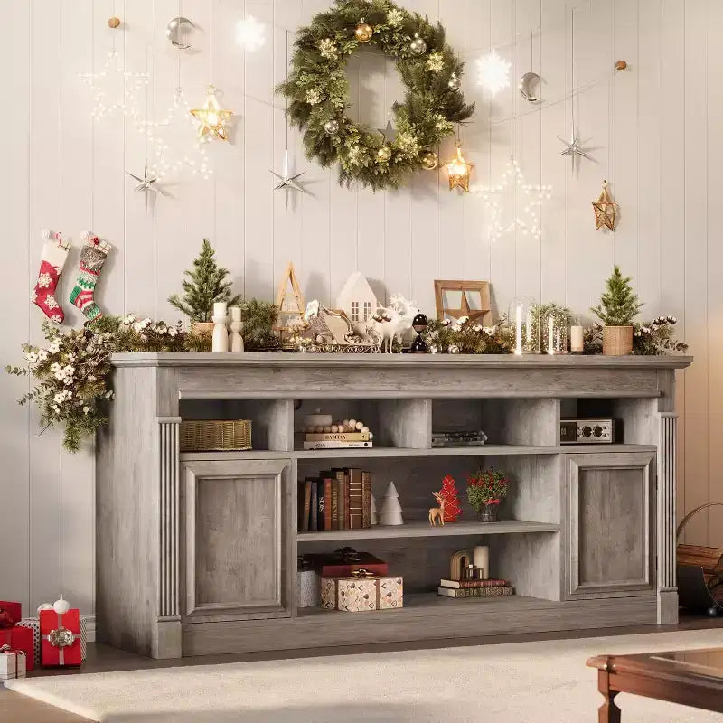COZONY 67 in Farmhouse TV Stand for TVs up to 75, Entertainment Center with Storage Cabinets & Adjustable Shelves