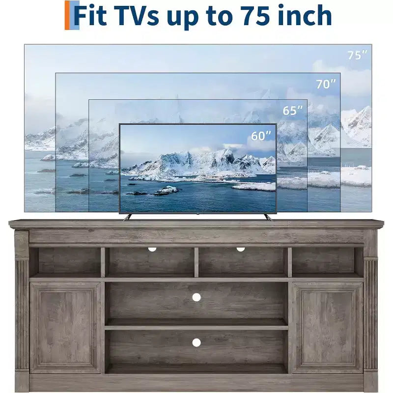 COZONY 67 in Farmhouse TV Stand for TVs up to 75, Entertainment Center with Storage Cabinets & Adjustable Shelves