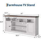 COZONY 67 in Farmhouse TV Stand for TVs up to 75, Entertainment Center with Storage Cabinets & Adjustable Shelves