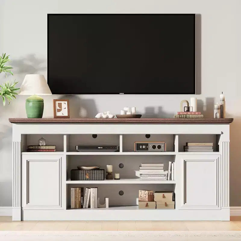 COZONY 67 in Farmhouse TV Stand for TVs up to 75, Entertainment Center with Storage Cabinets & Adjustable Shelves