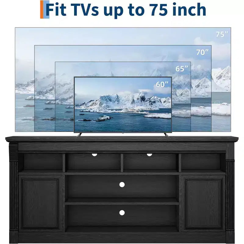 COZONY 67 in Farmhouse TV Stand for TVs up to 75, Entertainment Center with Storage Cabinets & Adjustable Shelves