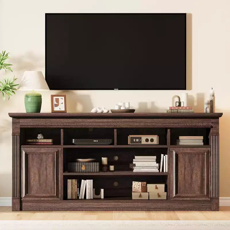 COZONY 67 in Farmhouse TV Stand for TVs up to 75, Entertainment Center with Storage Cabinets & Adjustable Shelves