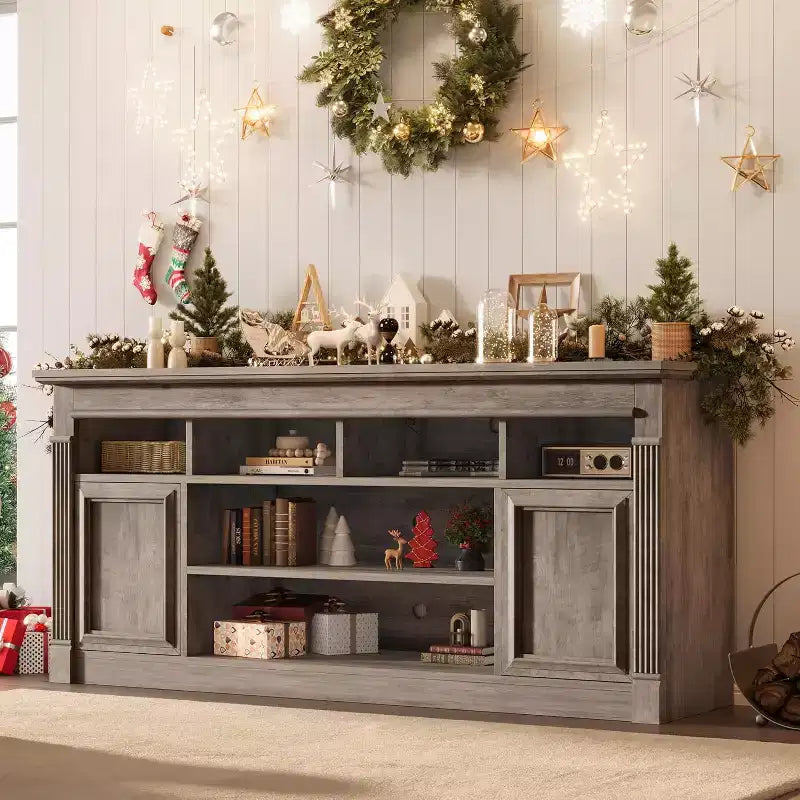 COZONY 67 in Farmhouse TV Stand for TVs up to 75, Entertainment Center with Storage Cabinets & Adjustable Shelves