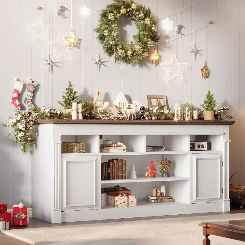COZONY 67 in Farmhouse TV Stand for TVs up to 75, Entertainment Center with Storage Cabinets & Adjustable Shelves
