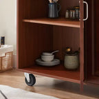 FAMYYT Brown Drop Leaf Wood Top 54 in. Kitchen Island Cart with 2 Drawers, Locking Casters, and Storage Shelves
