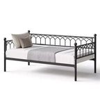 Twin Metal Daybed Frame, Sofa Bed with Steel Slats, 350 lb Capacity, Black