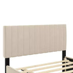 Full Size Velvet Upholstered Platform Bed with Twin Trundle, 500 lb Capacity