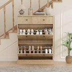 Acekool 42 Wave Panel Shoe Cabinet, Entryway Organizer with 2 Flip Drawers & Top Drawer