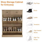 Acekool 42 Wave Panel Shoe Cabinet, Entryway Organizer with 2 Flip Drawers & Top Drawer
